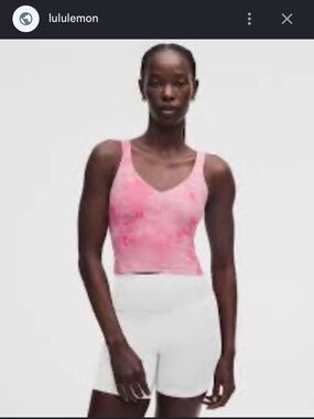 lululemon Pink Tie-Dye V-Neck Cropped Tank